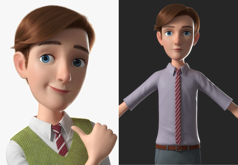 Cartoon Man Rigged Model 3D .c4d .max .obj .3ds .fbx .stl .blend