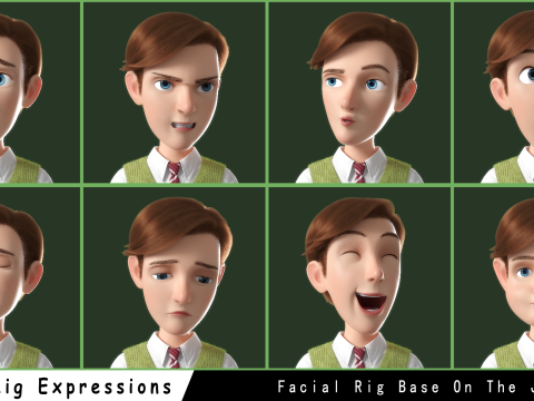 Cartoon Man Rigged Model 3D