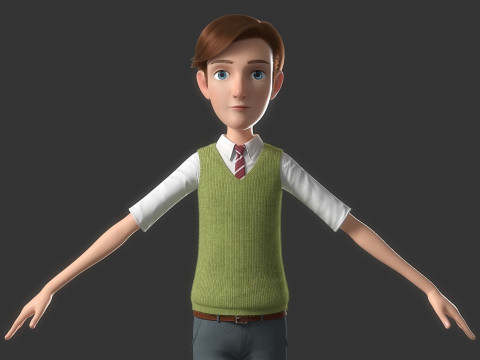 Cartoon Man Rigged Model 3D