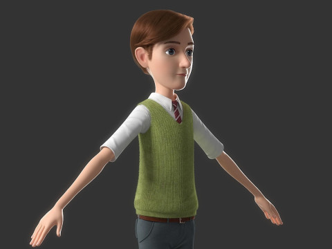 Cartoon Man Rigged Model 3D