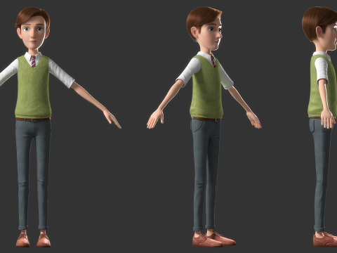 Cartoon Man Rigged Model 3D