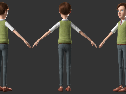 Cartoon Man Rigged Model 3D