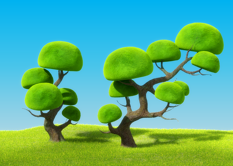 Cartoon Tree 3D Модель .c4d .max .obj .3ds .fbx .stl .blend