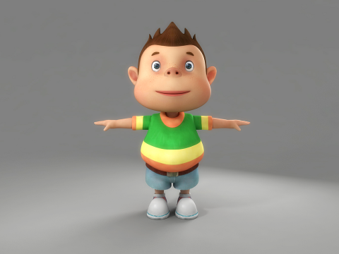 Cartoon Boy Rigged 3D Модель