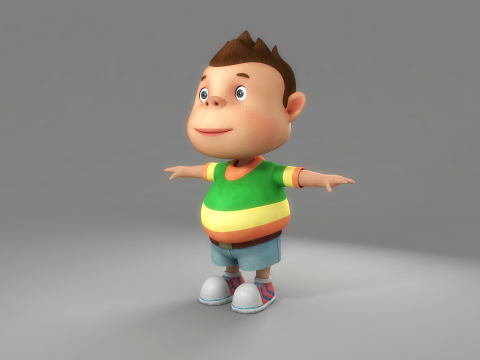 Cartoon Boy Rigged 3D Модель