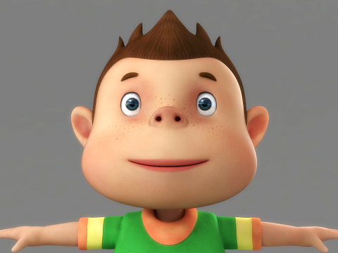 Cartoon Boy Rigged 3D Модель