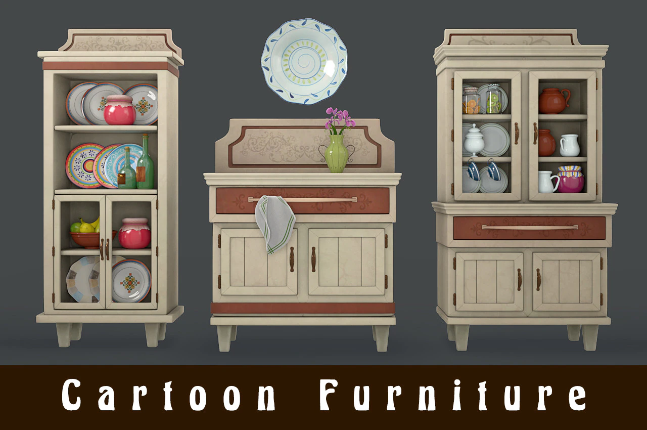 Cartoon Furniture 3D Model .c4d .max .obj .3ds .fbx .stl .blend 
