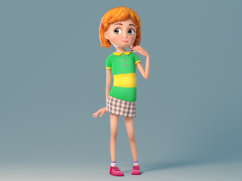 Cartoon Girl Rigged Modèle 3D