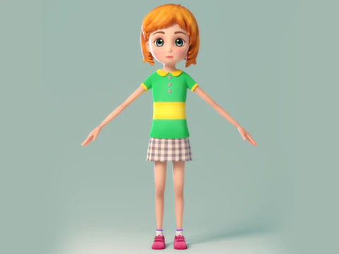 만화 소녀 조작 3D 모델