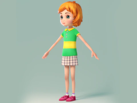 만화 소녀 조작 3D 모델