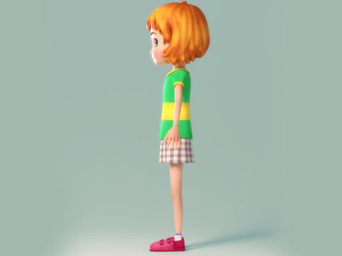 Cartoon Girl Rigged 3D Модель
