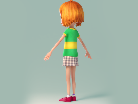Cartoon Girl Rigged 3D Модель