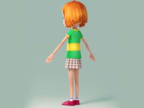 만화 소녀 조작 3D 모델