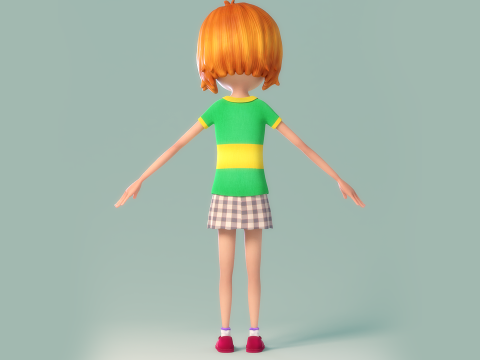 Cartoon Girl Rigged 3D Модель