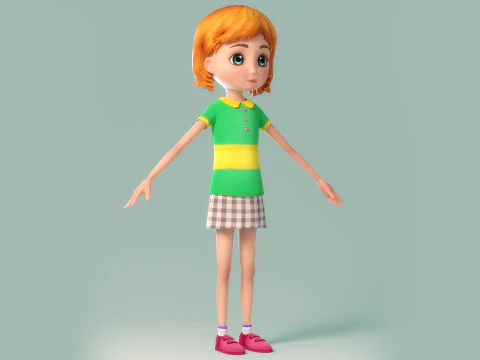 만화 소녀 조작 3D 모델