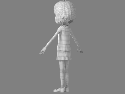 Cartoon Girl Rigged 3D Модель