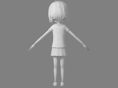 만화 소녀 조작 3D 모델