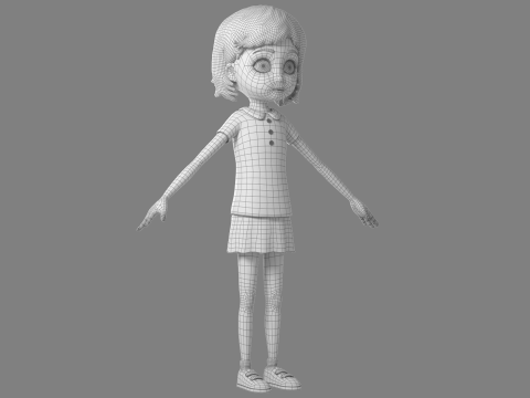Cartoon Girl Rigged 3D Модель