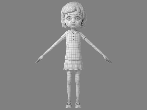 Cartoon Girl Rigged 3D Модель