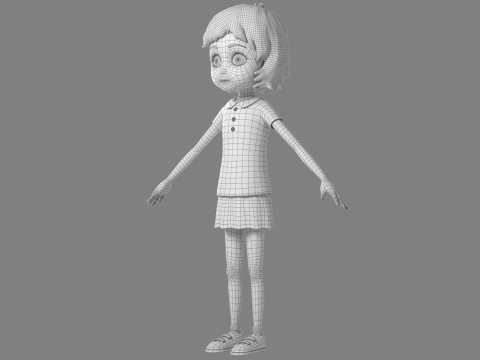 Cartoon Girl Rigged 3D Модель