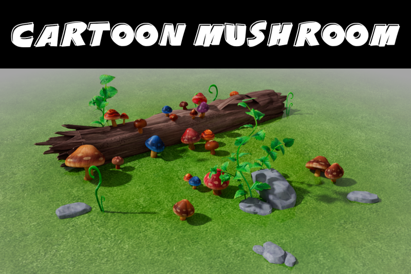 Cartoon mushroom Collection 3D Модель .c4d .max .obj .3ds .fbx .stl .blend