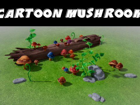 Cartoon mushroom Collection Modèle 3D