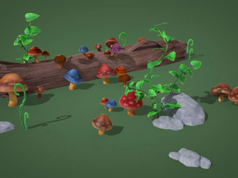 Cartoon mushroom Collection 3D Model