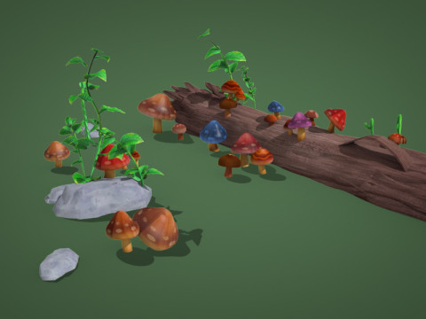 Cartoon mushroom Collection 3D Модель