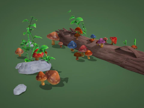 Cartoon mushroom Collection 3D Model