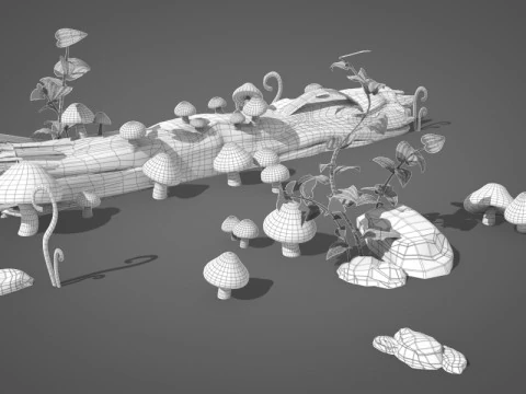 Cartoon mushroom Collection 3D Model