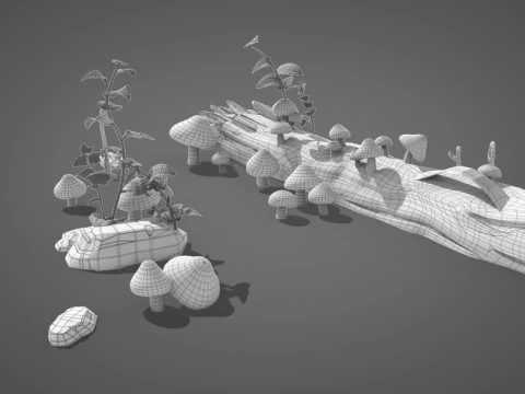 Cartoon mushroom Collection 3D Model
