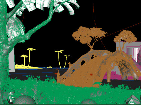 Cartoon Forest Scene 3D Модель