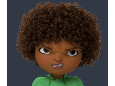 Cartoon Black Girl Rigged 3D Model