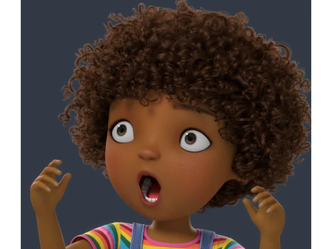 Cartoon Black Girl Rigged 3D Model