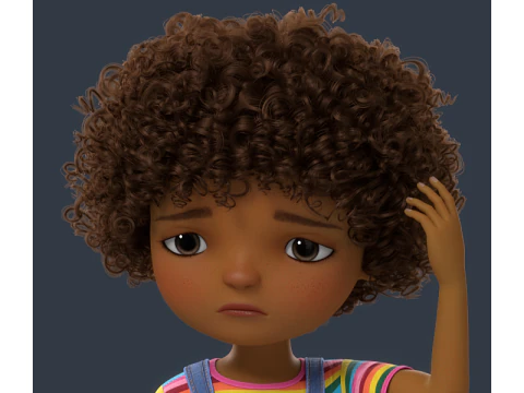 Cartoon Black Girl Rigged 3D Model