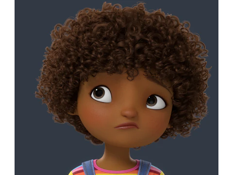 Cartoon Black Girl Rigged 3D Model