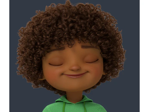 Cartoon Black Girl Rigged 3D Model