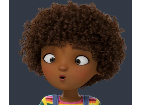 Cartoon Black Girl Rigged 3D Model