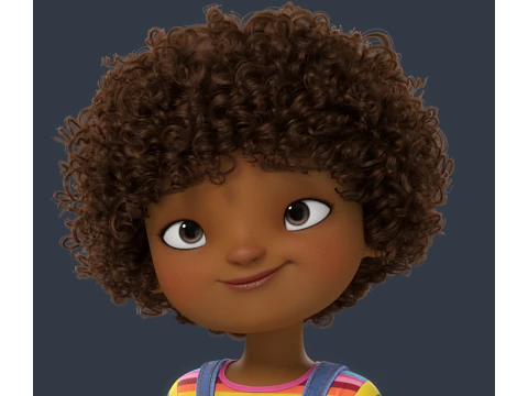 Cartoon Black Girl Rigged 3D Model