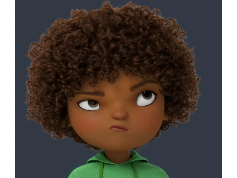 Cartoon Black Girl Rigged 3D Model