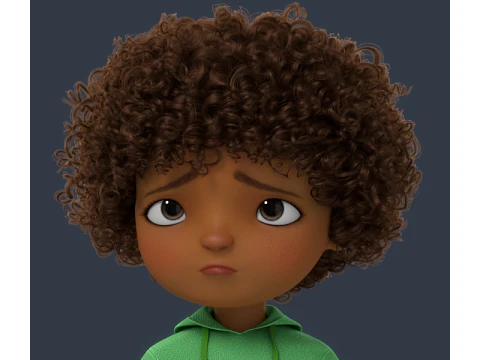 Cartoon Black Girl Rigged 3D Model