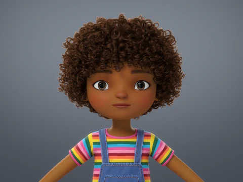 Cartoon Black Girl Rigged 3D Model