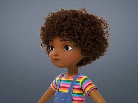 Cartoon Black Girl Rigged 3D Model