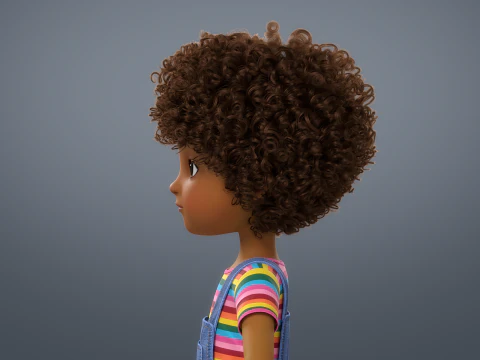 Cartoon Black Girl Rigged 3D Model