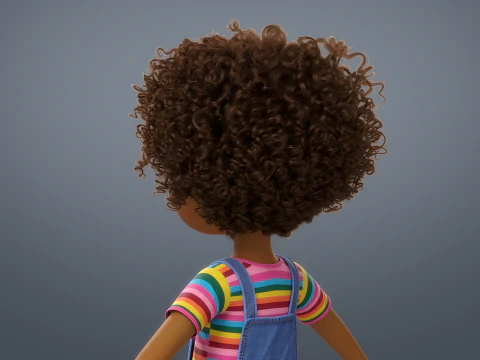 Cartoon Black Girl Rigged 3D Model