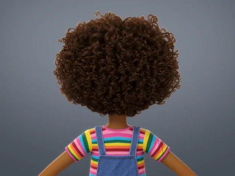 Cartoon Black Girl Rigged 3D Model