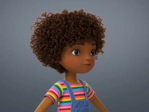 Cartoon Black Girl Rigged 3D Model