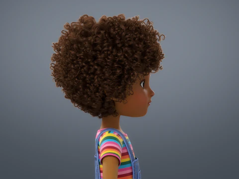 Cartoon Black Girl Rigged 3D Model