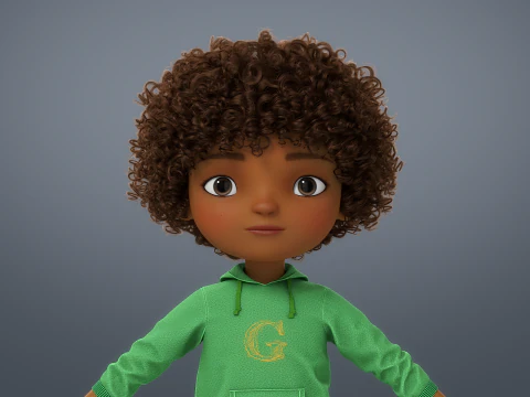 Cartoon Black Girl Rigged 3D Model