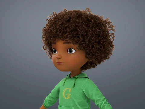 Cartoon Black Girl Rigged 3D Model